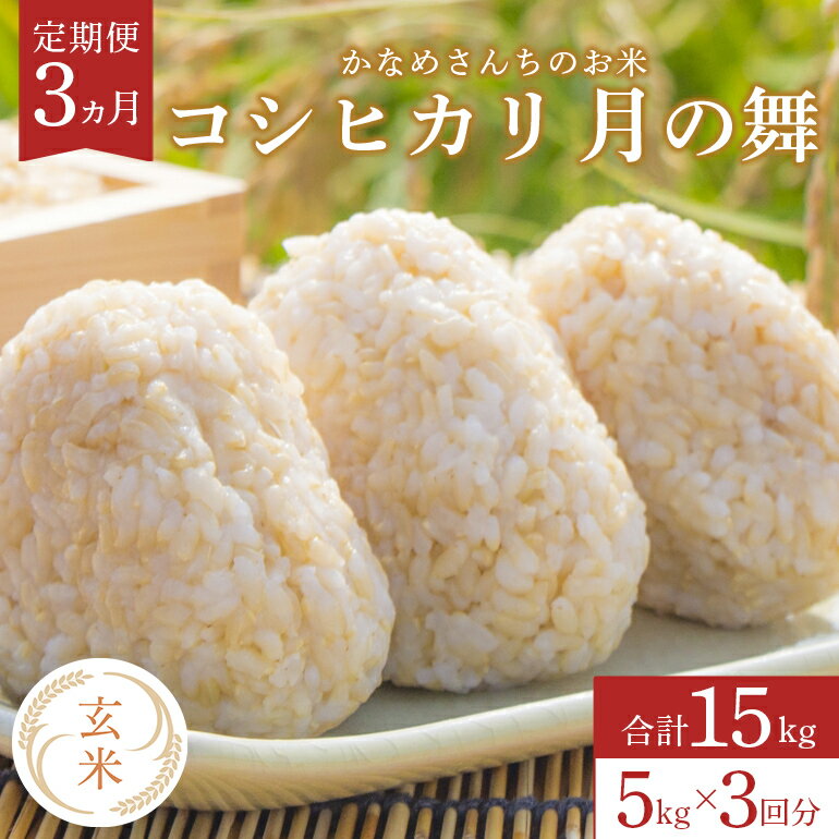 【ふるさと納税】【3カ月定期便】かなめさんちのお米「月の舞」玄米 5kg 令和7年度産 米 定期便 玄米 コシヒカリ こしひかり ブランド米 お米 げんまい 国産 おにぎり 弁当 R7年産 ごはん おいしい 旨い ふっくら お米 茨城県 笠間市 いばらき