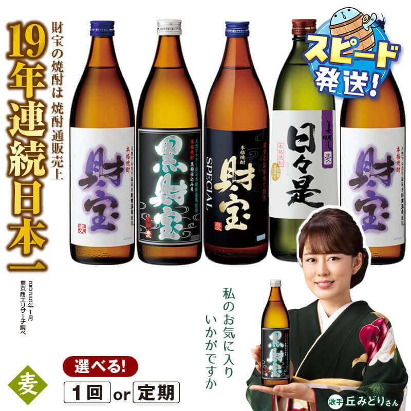 麦焼酎 5合瓶 4種 5本 飲み比べ セット 焼酎 麦 財宝 天然アルカリ温泉水 財寶温泉 使用 お歳暮 お中元 ギフト にもぴったり【財宝】