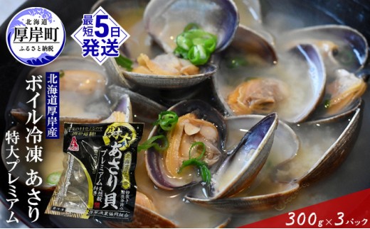 
【簡単お手軽】 北海道 厚岸産 ボイル 冷凍 あさり 特大プレミアム 300g×3パック (合計900g)[№5863-0776]
