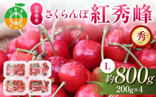 さくらんぼ紅秀峰 約800g(200g×4p) L 秀 果物 くだもの フルーツ 夏果物 サクランボ F4A-0952