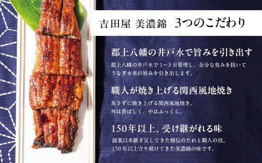 年末配送【12月21日～12月31日お届け】吉田屋美濃錦 うなぎ蒲焼 3尾 国産 うなぎ 蒲焼 国産うなぎ ウナギ 鰻 長蒲焼 かばやき 美味しい 人気 カットうなぎ 国産 ふっくら ギフト お中元 
