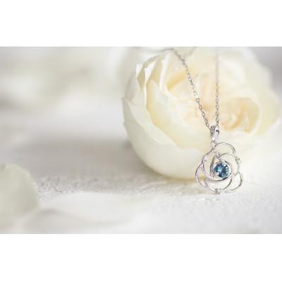 ふるさと納税 藤沢市 Blue Rose Pt トパーズ ダイヤモンド ペンダント