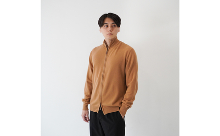 ベビーカシミヤ　フルジップ　メンズ　Mサイズ　【キャメル】 【178004-2】 ｶｼﾐﾔ 天然素材 ｾｰﾀｰ 服 国産 国内製造 ﾍﾞﾋﾞｰｶｼﾐﾔ