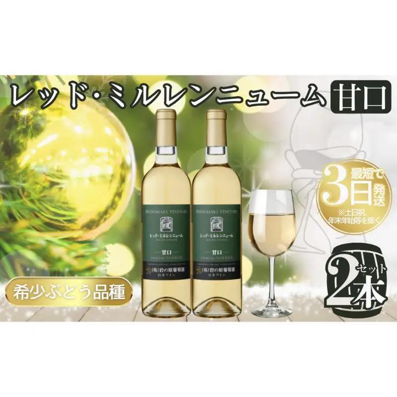 ワイン 岩の原ワイン レッド・ミルレンニューム 2本 720ml 希少ぶどう品種 甘口 お酒 希少 ぶどう 岩の原 新潟 上越 最短3日で発送 お届け：7日以内にお届けします。