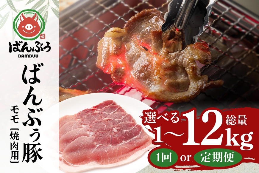 
                  ブランド豚「ばんぶぅ」小分け モモ焼肉用 選べる 単品 1kg 2kg 4kg (500g×2～8パック) 定期便 2ヶ月 6ヶ月 12ヶ月 豚肉 モモ肉 もも肉 焼き肉 焼肉用 焼き肉用 ぶた肉 ブタ肉 国産 茨城県産 ギフト プレゼント 冷凍 高級部位 ブランド豚 42-SKU-R
                