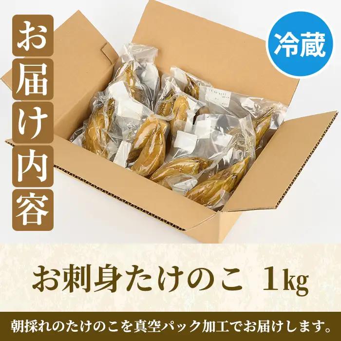 ＜先行予約受付中！2027年3月上旬以降順次発送予定＞ 【平日着】お刺身たけのこ(計1kg) 国産 鹿児島県産 朝採れ タケノコ 竹の子 筍 真空パック 野菜 春 旬 【上野食品】akn008-06-