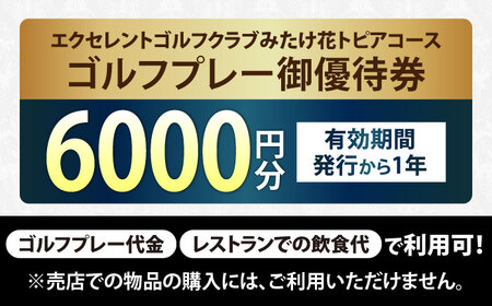 エクセレントゴルフクラブみたけ花トピアコースゴルフプレー割引券6千円分（寄附金区分2万円） [AVAJ002]