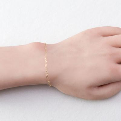 ふるさと納税 大津市 【K10イエローゴールド ペダルLチェーンブレスレット】17cm 印象的な美しさ 上品アクセサリー |  | 01