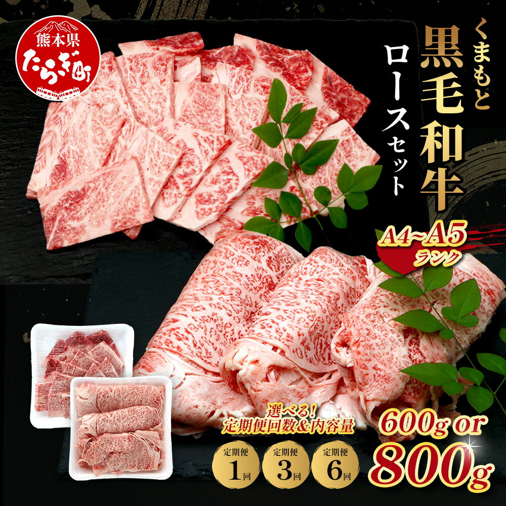 【ふるさと納税】回数と容量選べる！ A4・A5 くまもと黒毛和牛 ロース セット 計 600g / 800g (すき焼き・焼肉 各300g / 400g ) 1回 / 3回 / 6回 配送 本場 熊本県 ブランド 牛 黒毛 和牛 厳選 A4以上 肉 上質 熊本県 選べる 定期便 送料無料
