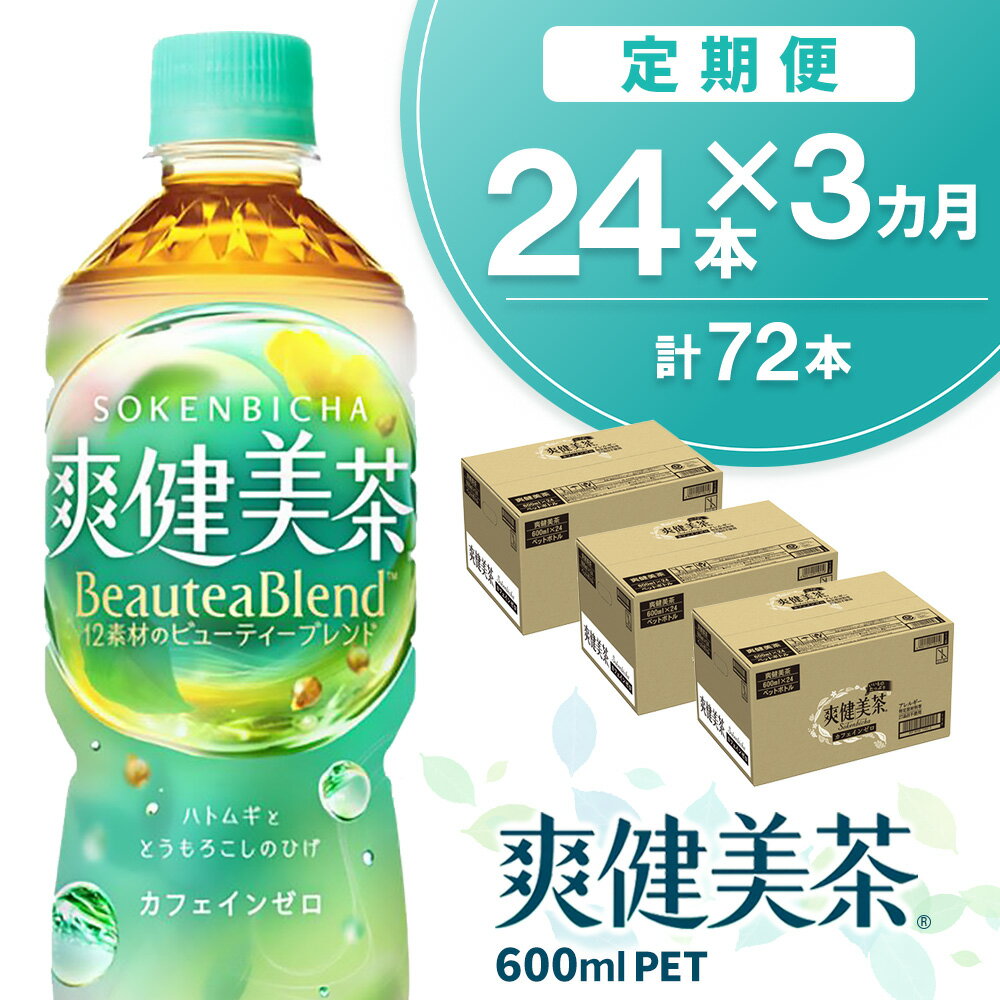 【ふるさと納税】【3カ月定期便】爽健美茶 600mlPET×24本(合計3ケース)【コカコーラ カフェインゼロ 定期便 香ばしい おいしい お茶 ハトムギ 玄米 月見草 大麦 ドクダミ 飲料 ペットボトル】K090512