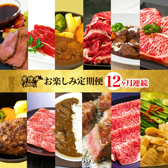 【ふるさと納税】定期便 12回 お楽しみ 牛肉 黒毛和牛 常陸牛 国産 贅沢 切り落とし 【定期便】【全12回】常陸牛お楽しみ定期便（12ヶ月連続でお届け） 529
