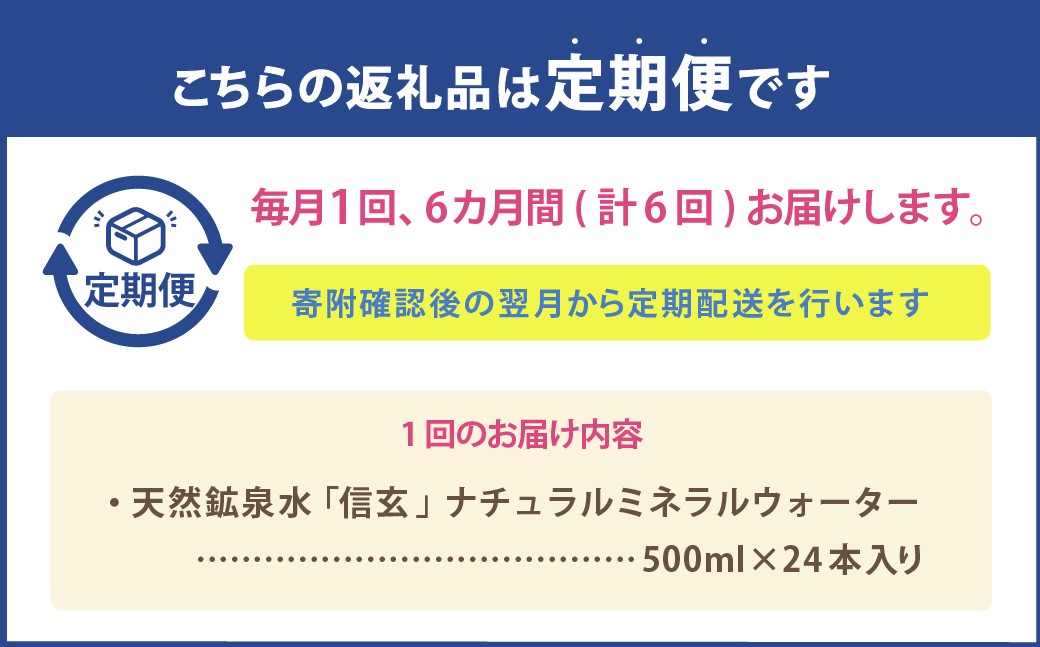 【6ヶ月定期便】天然鉱泉水「信玄」ナチュラルミネラルウォーター