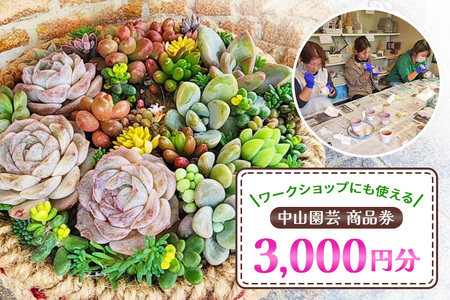 中山園芸 商品券 3,000円分 A07-022
