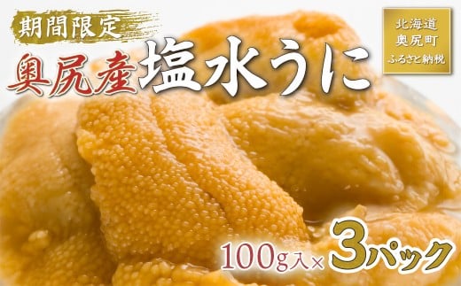 【2026年7月上旬頃より順次発送】北海道奥尻産「キタムラサキウニ」100g×3パック(塩水パック)【期日指定不可】【 ふるさと納税 人気 おすすめ ランキング うに ウニ 雲丹 海栗 塩水ウニ 塩水うに キタムラサキウニ ミョウバン不使用 北海道 奥尻町 送料無料 】 OKUH014