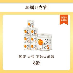 国産 大粒 不知火缶詰 8個セット デザート しらぬい 柑橘 常温 保存食 非常食 防災 備蓄食 フルーツ おやつ お弁当 食べきり 福岡県 八女市 007-033