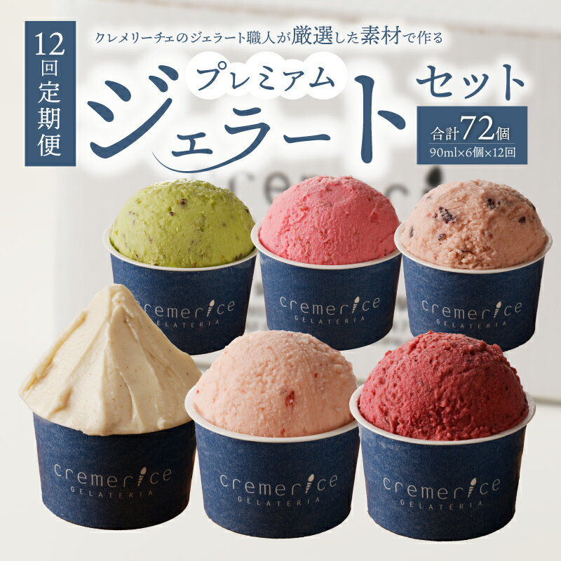【ふるさと納税】【定期便12回】プレミアムジェラートセット 合計72個 90ml × 6個 × 12回 北海道ギフト ジェラート セット アイス アイスクリーム ジェラートセット ソルベ フルーツ デザート スイーツ プレゼント 贈り物 ギフト 北海道 余市町 送料無料