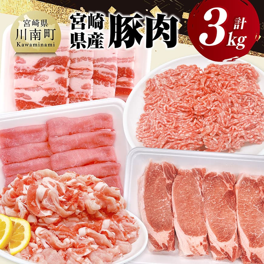 【ふるさと納税】※レビューキャンペーン※宮崎県産豚肉5種　3kg - 豚肉 ぶた肉 肉 ロース バラ 切り落とし ミンチ 焼肉用 豚肉セット C11627