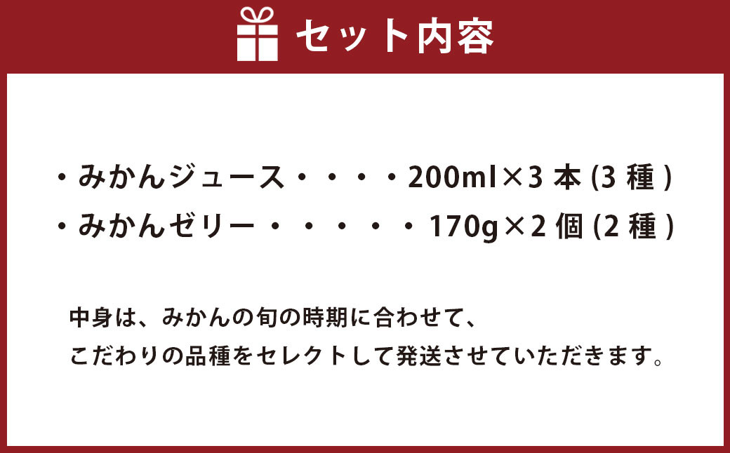 愛媛みかん 果汁100% ストレートジュース と ゼリー の ギフト セット （200ml×3本、ゼリー2個組）（504）