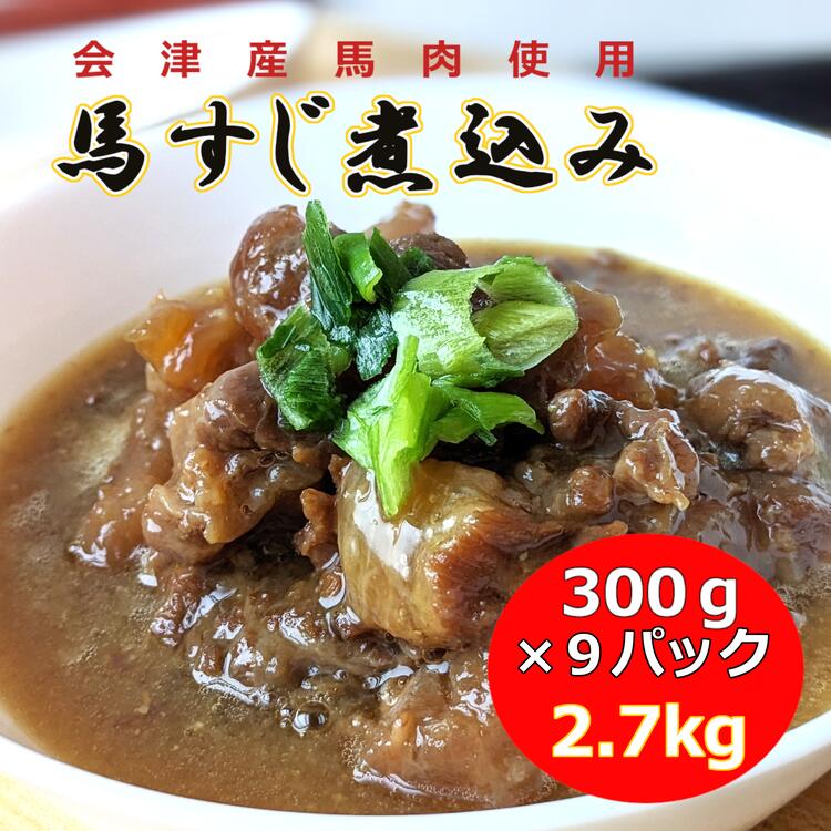 【ふるさと納税】【会津産馬肉使用】馬スジ煮込み 2.7kg（300g×9パック）【馬スジ 馬すじ 馬肉 煮込み 小分け 小分 パック 真空パック 総菜 おかず おつまみ 冷凍】　猪苗代町