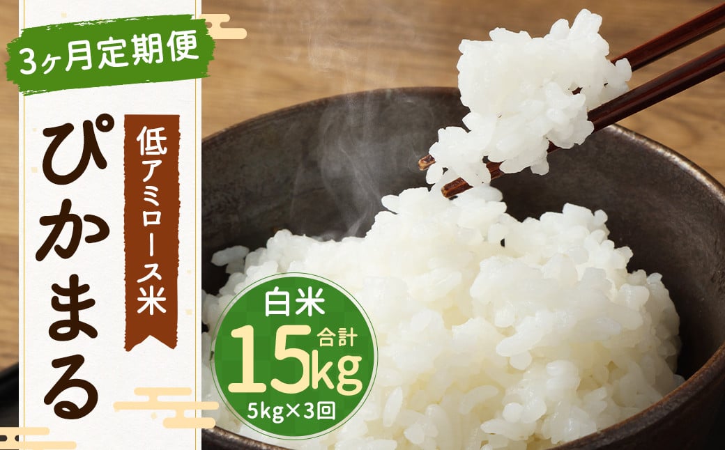 
            【新米先行予約】【3ヶ月定期便】低アミロース米 ぴかまる 5kg×3回 白米 計15kg 【2025年11月より順次発送開始予定】
          