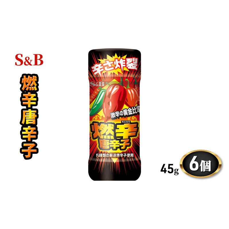 S&B 燃辛唐辛子 45g 6個 セット 詰め合わせ エスビー食品 エスビー SB 唐辛子 唐辛子パウダー とうがらし 唐辛子粉 激辛 スパイス 調味料 信州 長野 長野県 上田市