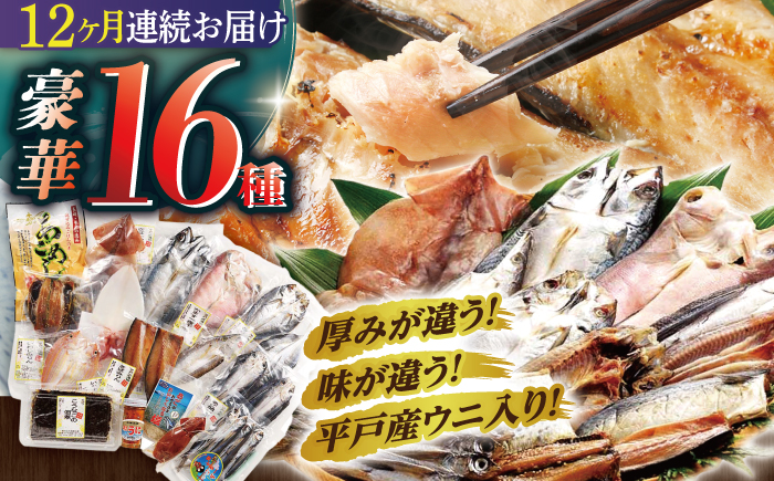 【全12回定期便】旨味を凝縮！旬鮮平戸干物 16種詰合せ【森崎水産】 [KAD188]
