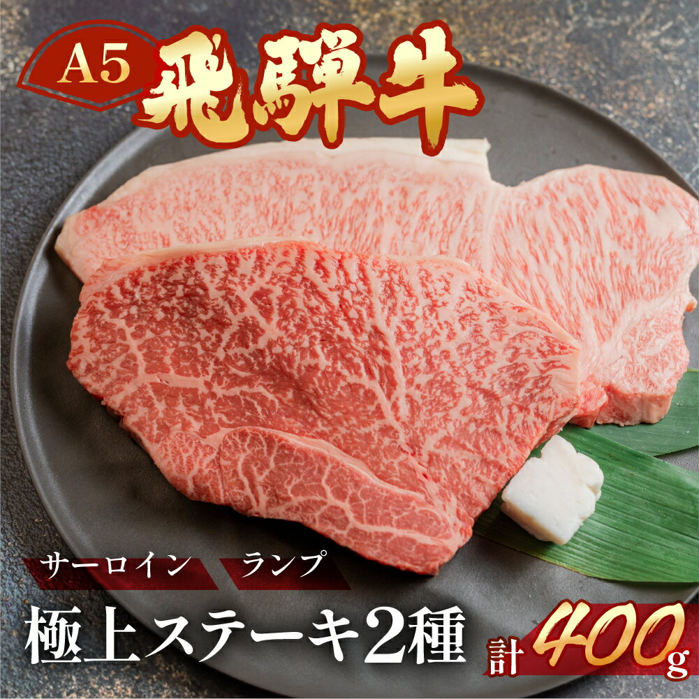 【ふるさと納税】A5 飛騨牛 ステーキ2種 サーロイン / ランプ 約400g(約200g×2枚)　牛肉 赤身　霜降り【冷凍】牛肉セット ステーキ肉 下呂温泉 おすすめ 肉 和牛人気 ブランド牛 肉ギフト 国産 贈答品 ギフト 和牛 27000円 2万7千円 岐阜県 下呂市