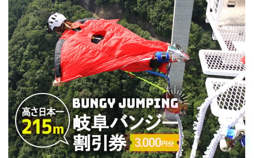 【高さ215ｍ】日本一のバンジージャンプ「岐阜バンジー」3,000円割引券 (208)