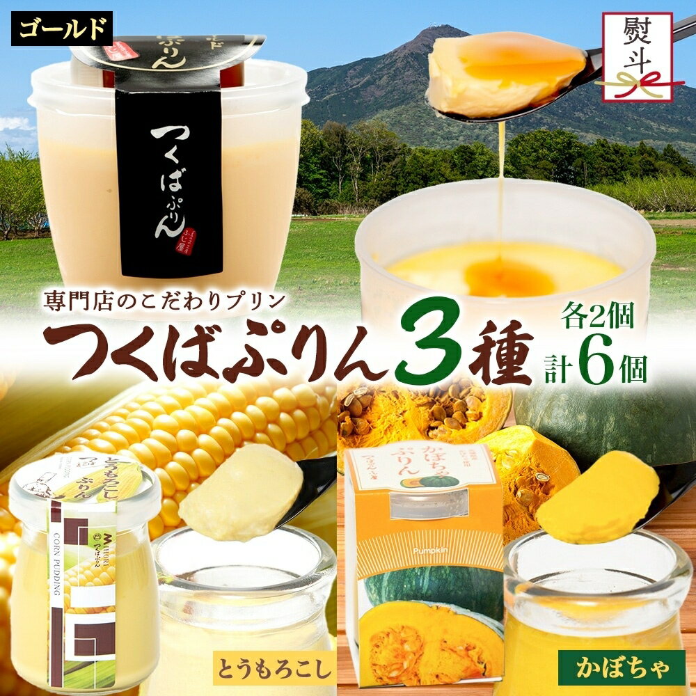 【ふるさと納税】無地熨斗 ゴールドぷりん ＆ とうもろこしプリン ＆ かぼちゃぷりん 各2個 計6個 つくばぷりん プリン ぷりん とうもろこし トウモロコシ かぼちゃ カボチャ スイーツ 洋菓子 和スイーツ 冷菓 デザート 人気 グルメ お取り寄せ ギフト 送料無料 ふじ屋