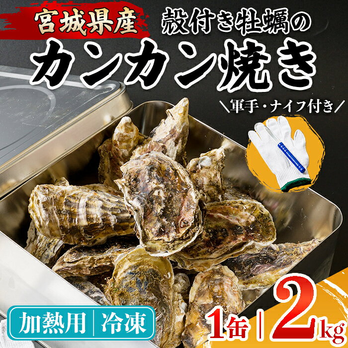 【ふるさと納税】殻付き牡蠣 カンカン焼きセット 冷凍 2kg 加熱用 宮城県産 牡蛎 牡蠣 カキ かき オイスター カキフライ 牡蠣鍋 海鮮 国産 魚貝類 バーベキュー BBQ【カタクチ商店株式会社】ta738