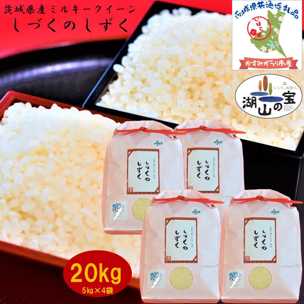 【ふるさと納税】 令和7年度産 ミルキークイーン しづくのしずく 20kg 5kg×4袋 農家直送 出荷日精米 茨城県産 茨城県共通返礼品 かすみがうら市産 米 白米 こめ 精米 取り寄せ 特産 ごはん ご飯 コメ お取り寄せ ギフト 贈り物 弁当 おにぎり ふっくら 甘い 産地直送 国産