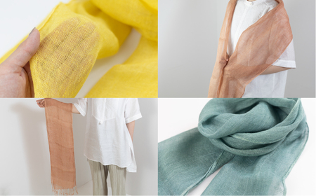 【イエローグリーン】【受注制作】草木染ヘンプストール【ギフト包装】ストール プレゼント ギフト 贈り物 こだわり 母の日 染物 シンプル ヘンプ【77-4【6】】