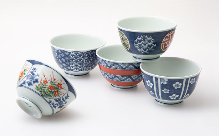 【波佐見焼】染錦文様 お好み丼揃 どんぶり 5点セット【西海陶器】 1 20637 [OA242]