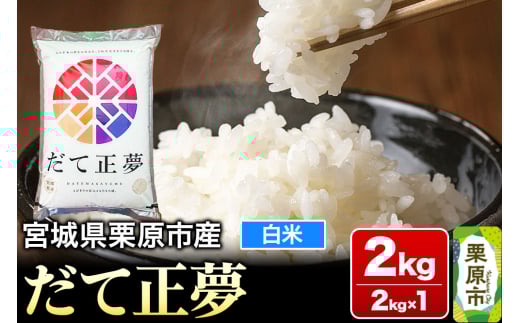 【令和6年産・白米】宮城県栗原市産 だて正夢 2kg (2kg×1袋)