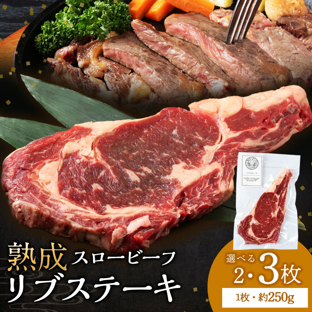 【ふるさと納税】 放牧牛 スロービーフ リブステーキ 選べる2枚～3枚 (計500g～750g) 1枚250g 杉山牧場 北海道 浜頓別 肉 牛 牛肉 ウエットエイジング北海道ふるさと納税 ふるさと納税 北海道 浜頓別 通販 贈答品 贈り物