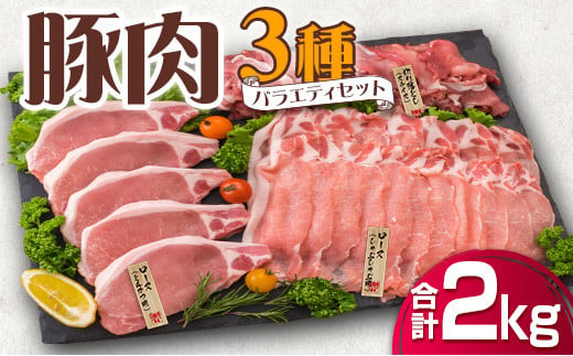 豚肉 3種 バラエティ セット 合計2kg 国産 宮崎県産 ポーク 豚ロース 切り落とし スライス おかず お弁当 おつまみ 食品 グルメ しゃぶしゃぶ とんかつ用 万能食材 焼肉 詰め合わせ 小分け 人気 おすすめ お取り寄せ おすそ分け 日南市 ミヤチク 送料無料_BB120-23