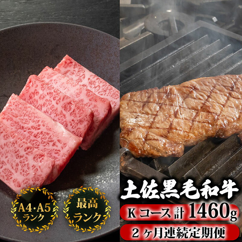 【ふるさと納税】 【2回定期便】土佐黒毛和牛 食べ比べ 1460g (計1.4kg以上) | Kコース 厳選 国産 和牛 焼き肉 ステーキ お肉 にく 霜降り 牛肉 リブロース サーロイン 人気 贈答 ギフト プレゼント 小分け 数量限定 2ヵ月 頒布会 老舗 たけうちミート 高知県 須崎市 TM13000