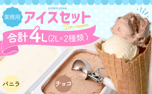 2Lアイス セット (バニラ・チョコ) 合計4L アイス 自家製 業務用 大容量 【2025年6月下旬順次発送開始】