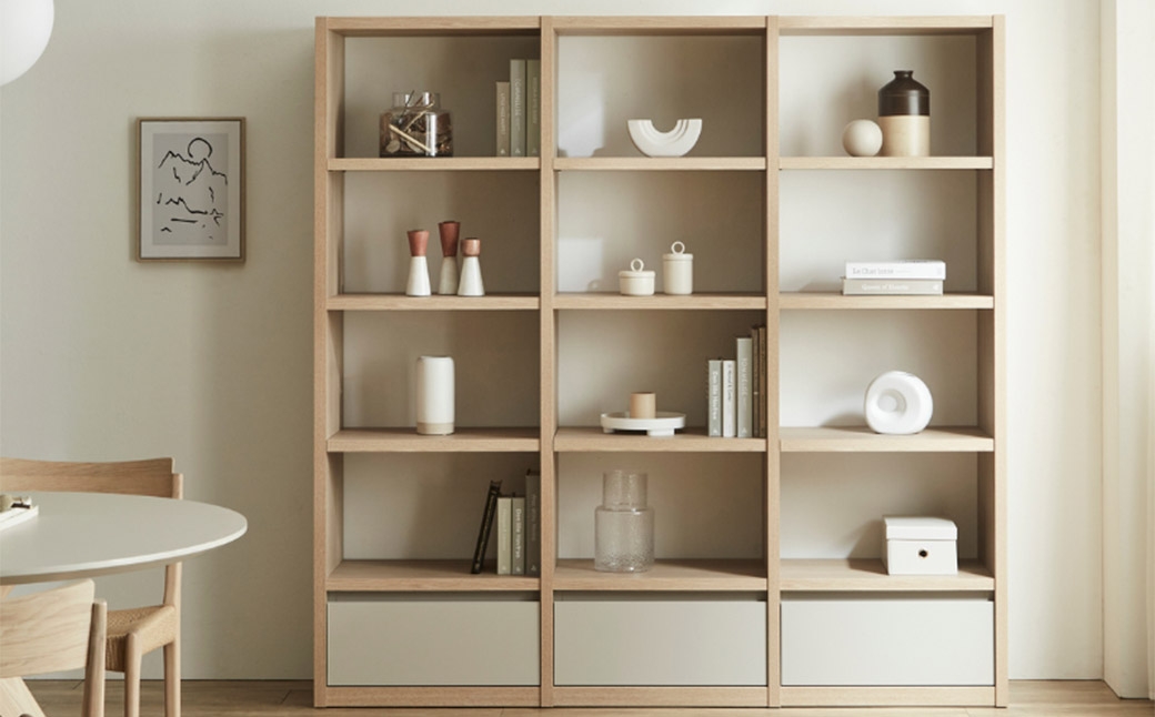 
                  taupe / トープ シェルフ ハイタイプ3列 インテリア 収納家具 家具 収納 棚 メラミン 木目調 フルオープンタイプ
                