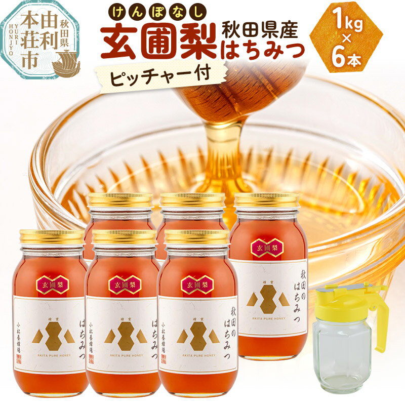 【ふるさと納税】 はちみつ 国産 玄圃梨蜂蜜 1kg×6本 ピッチャー付 小松養蜂場 秋田県産 100％ 蜂蜜