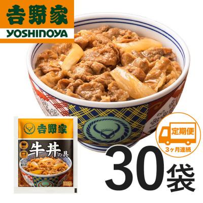 ふるさと納税 加須市 【毎月定期便】吉野家牛丼の具30食セット全3回