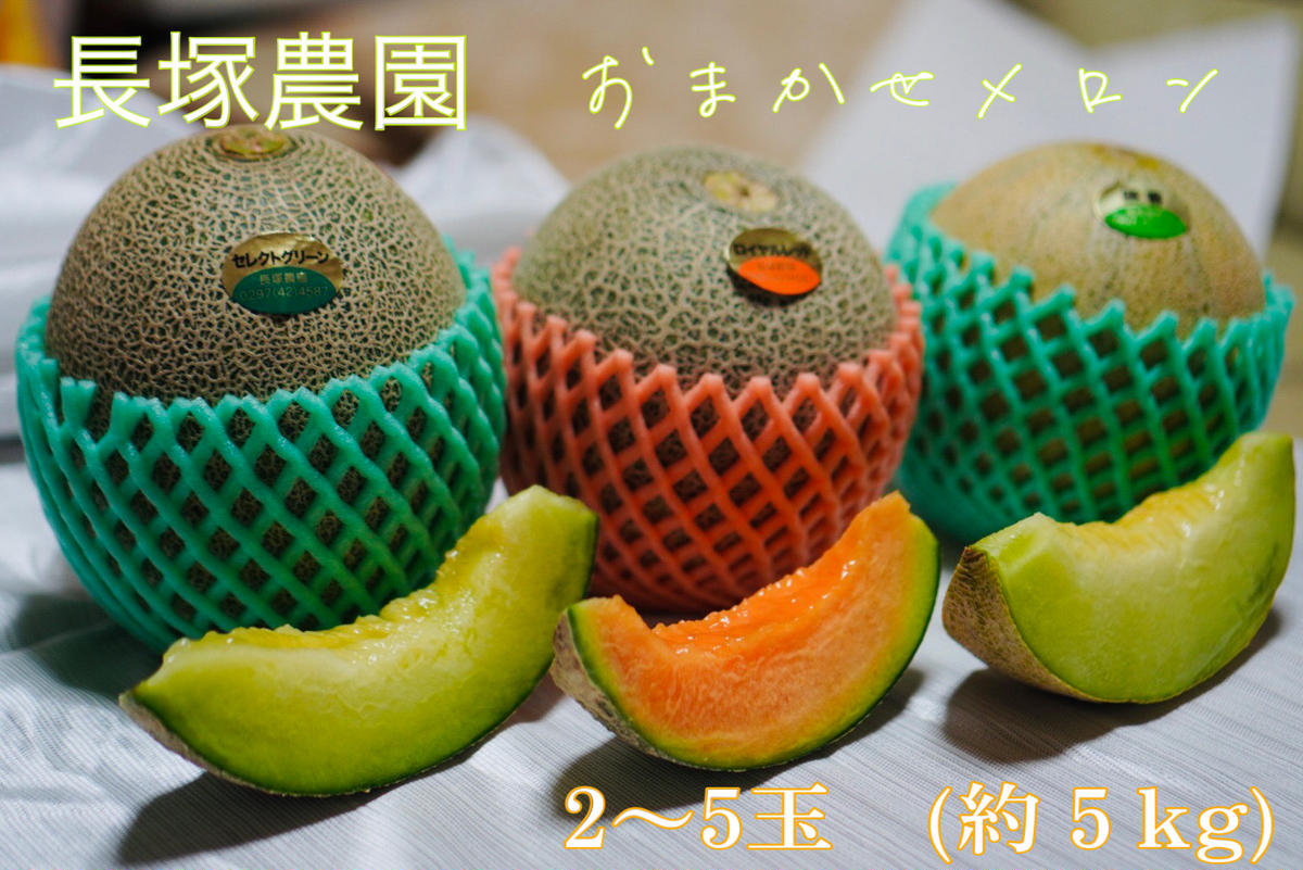 【先行予約】令和7年 おまかせメロン（品種：タカミメロン・ホノカメロン・優香メロン） 2～5玉（約5kg）｜ 数量限定 セレクトグリーン ロイヤルレッドメロン ジューシー 香り フルーツ 果物 ※2025年6月中旬頃より順次発送予定 ※沖縄・離島への配送不可