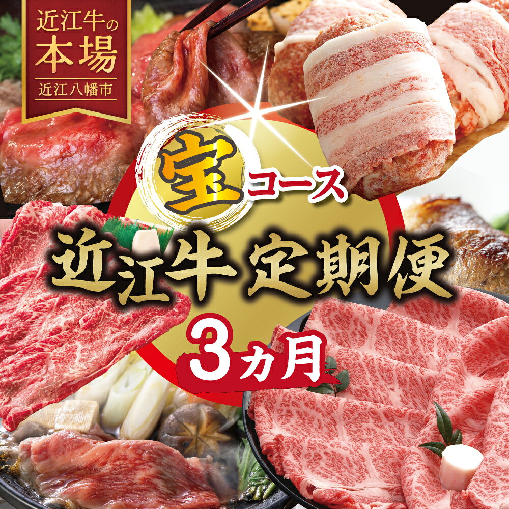 【ふるさと納税】【期間限定】特選近江牛定期便（3カ月）宝コース（近江牛マスター初級編）国産 牛肉 近江牛 ブランド牛 日本三大和牛 肩ロース プレミアム ハンバーグ すきしゃぶ すき焼き 食べ比べ