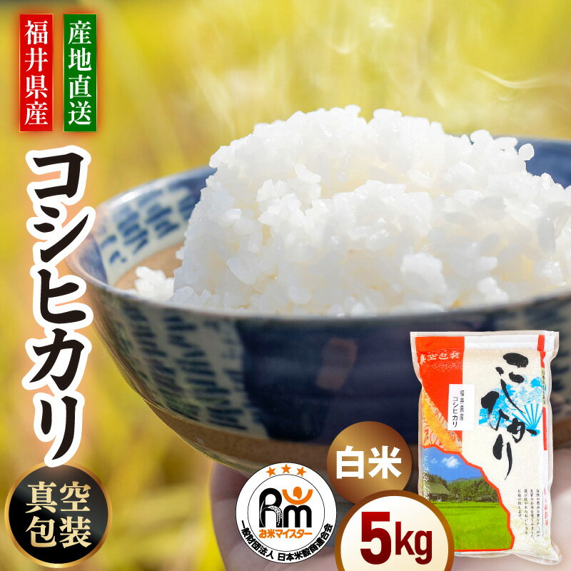 【ふるさと納税】【新米】＜真空包装＞ 令和7年産 米 5kg 精米 コシヒカリ 福井県産米《14日以内に出荷予定》 【白米 5キロ こしひかり 真空パック お米 人気品種 産地直送 新生活 kome】