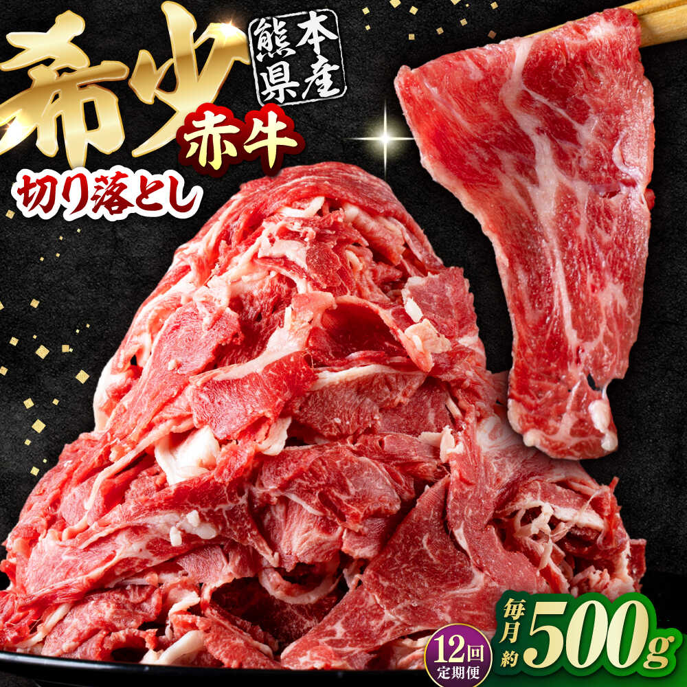 【ふるさと納税】【全12回定期便】 赤牛 切り落とし 500g / お肉 牛肉 あか牛 和牛 熊本県産 冷凍【五右衛門フーズ熊本店】[AYBV016]