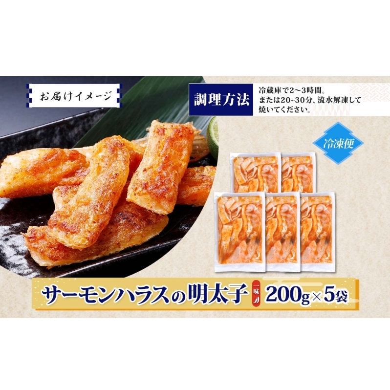 アトランティックサーモン ハラス 明太子漬け 合計1kg【一味唐辛子 小分け 200g×5P おかず お弁当 おつまみ 簡単調理 北国からの贈り物】 005A708_イメージ4