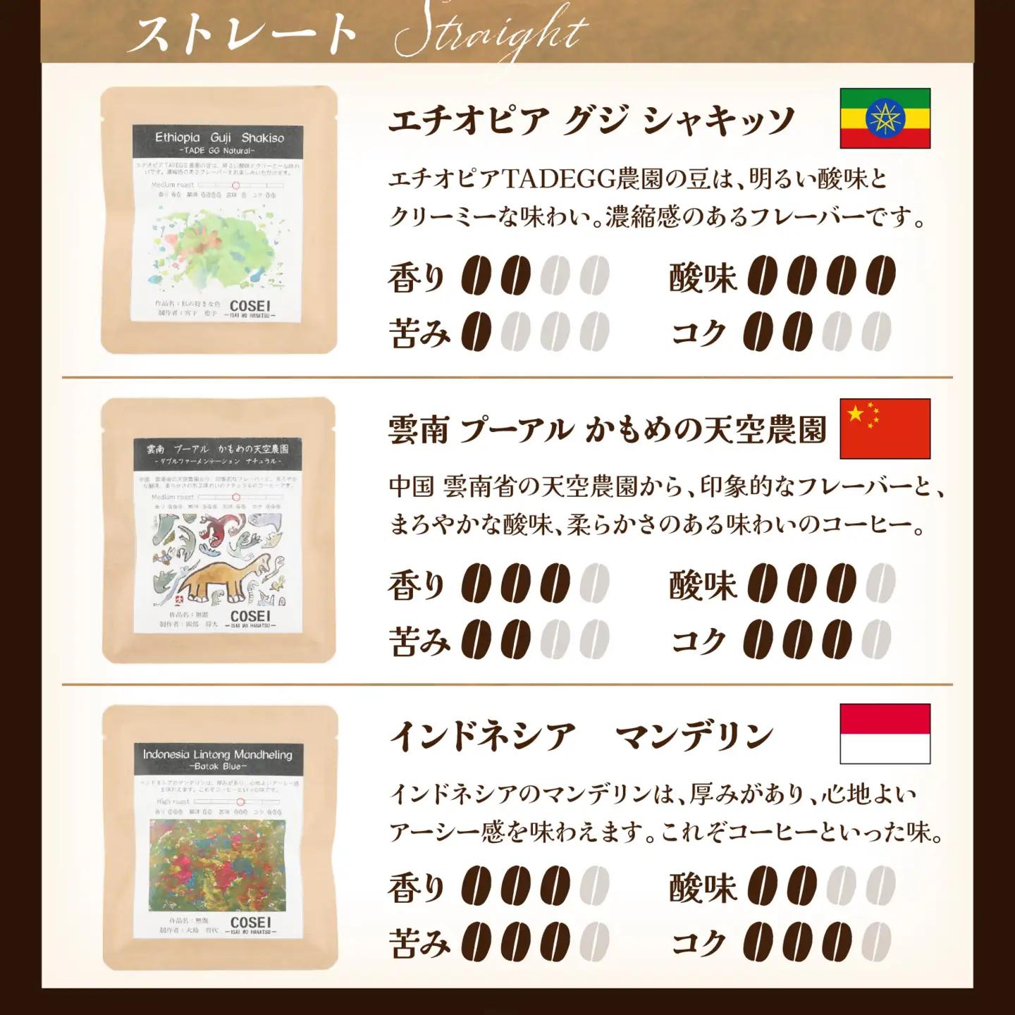 COSEI　珈琲ドリップパック　セット（5種類） [A-079005]  / コーヒー ブレンド オフィス キャンプ アウトドア ギフト 珈琲 コーヒー コーヒー豆 コーヒー粉 パック