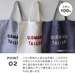 トートバッグ 【OLDMAN'S TAILOR】LOGO EMBROIDERY LINEN TOTE BAG　白 リネン