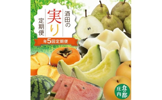 【5回定期便】酒田の実り定期便2026 (小玉すいか、アンデスメロン、刈屋梨、庄内柿、ラ・フランス) SF0302