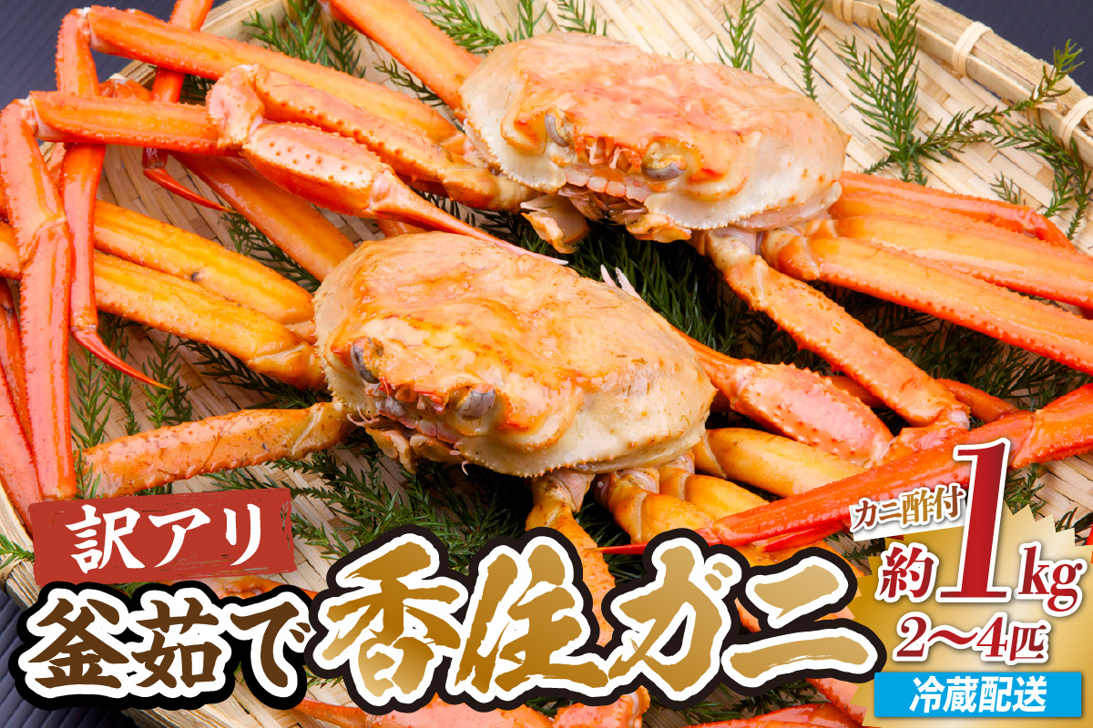 兵庫県香住産 訳あり 茹で 香住ガニ 約1kg（2～4匹）《冷蔵》【令和8年9月下旬以降発送予定】日本海 香住 柴山 漁港 水揚げ 紅 べに ずわいがに ベニ ズワイガニ 国産 蟹 かに カニ 新鮮 鍋 かにすき 脚 足 爪 身 肩 訳あり ふるさと納税 おすすめ 返礼品 兵庫県 香美町 宿院商店 33-42